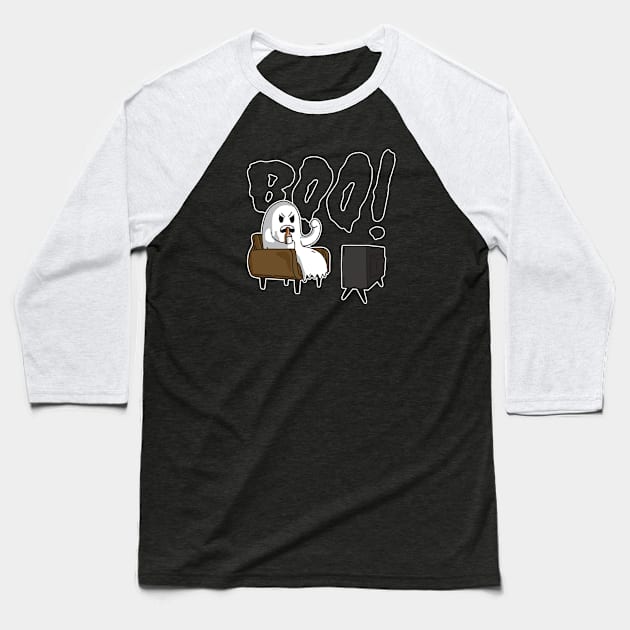 Funny Cartoon Ghost Watching TV Baseball T-Shirt by SLAG_Creative